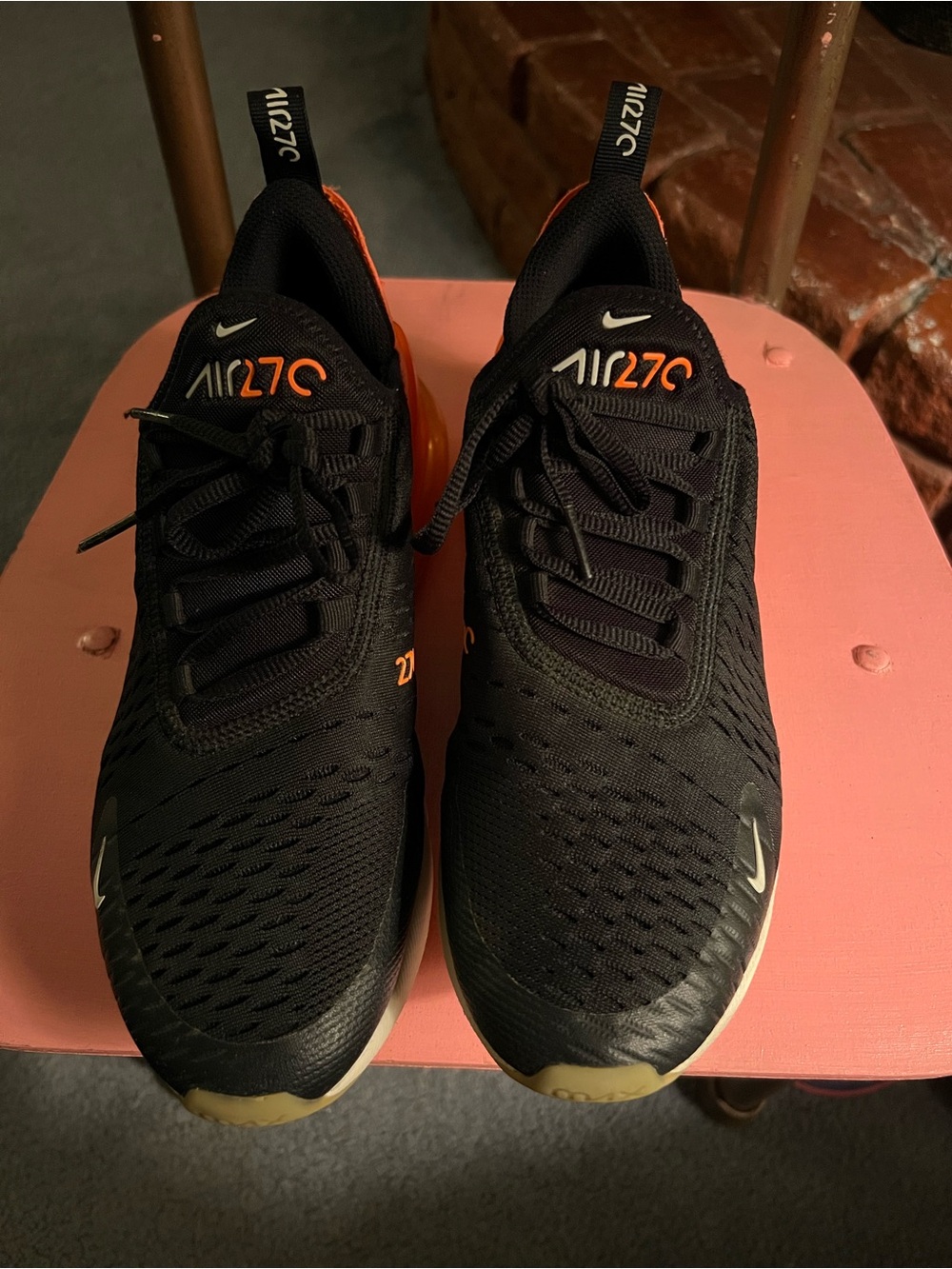 Nike Air 270 Kids Black with Orange Accents Sneakers